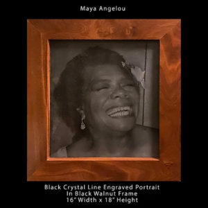 Portrait of Dr. Maya Angelou Black Crystal Line Engraved