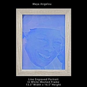 Portrait of Dr. Maya Angelou Blue Crystal Line Engraved